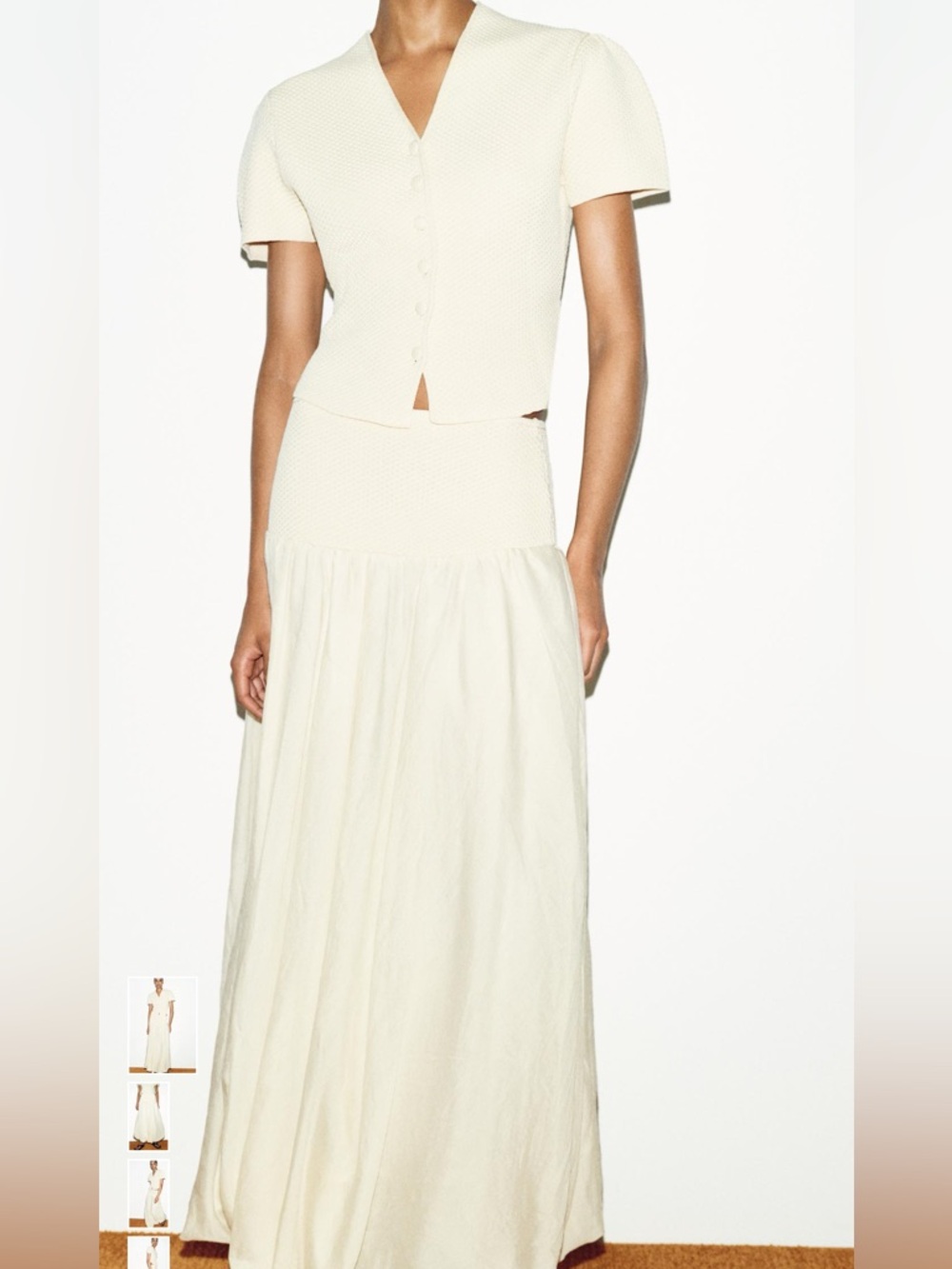 Zara Cream Maxi Skirt with High Waist